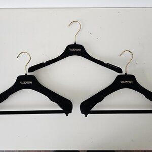 New VALENTINO Black Gold Embossed Logo Felt-Covered Hangers, Lot of 3